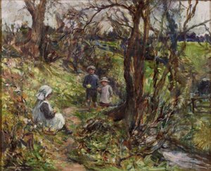 The Primrose Gatherers (olie på lærred) af Rowland Henry Hill