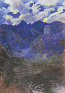 Forårets morgen i San Fruttuoso, af Rubaldo Merello (1872-1922), olie på lærred, 98x69 cm. Italien, 20. århundrede. af Rubaldo Merello
