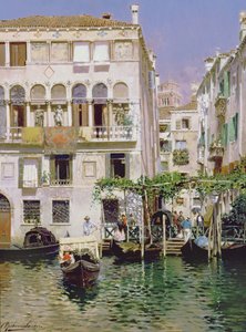 En kanalscene i Venedig