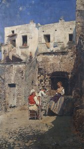 Solen, af Rubens Santoro (1859-1942), olie på panel. Italien, 20. århundrede.