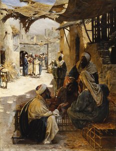Arabere samtaler i en landsbygade, 1894 af Rudolf Der G. Swoboda