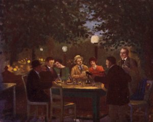 Et "Heurigen" parti (farve litho)