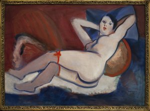 Sov kvinde. Maleri af Rudolf Kremlicka (1886-1932), Olie på lærred