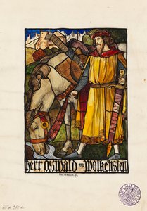 Oswald von Wolkenstein Design til farvet glas, 1899. af Rudolf Schiestl