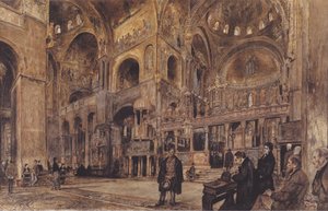 Tysk: Interiørbillede af Markuskirken i Venedig af Rudolf von Alt