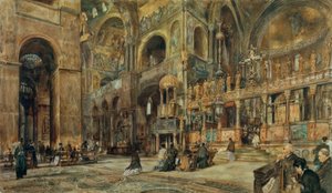 Indvendig udsigt over Markuskirken i Venedig af Rudolf von Alt
