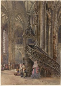 Det indre af katedralen Saint Stephen i Wien af Rudolf von Alt