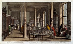 Indvendigt billede af en Wedgwood porcelænsbutik i London Litografi af R. Ackermann