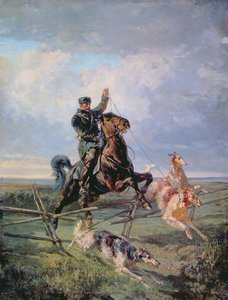 Jæger med Borzois, 1872 af Rudolph Frenz