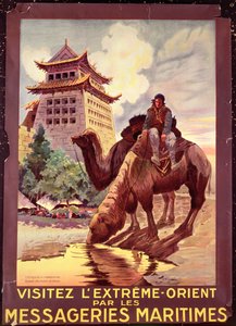 Camels Watering foran Gates of Pekin, plakat, der reklamerer for 