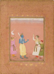 En helt mødt af prinser, der illustrerer den musikalske tilstand Kanada Ragini, c1680 af Ruknuddin