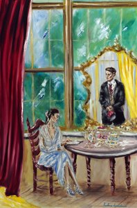 Afternoon Tea, 2022 (olie på lærred) af Ruslana Levandovska