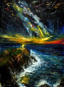 Mellem stjernerne og havet på Hawaii, 2021 (olie på lærred)