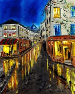 Night at Montmartre Paris, 2023 (olie på lærred)