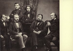 L N Tolstoi med forfattere-bidragydere af magasinet "Sovremennik", Peterburg af Russian Photographer