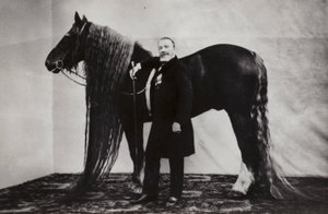 Den russiske cirkusartist Akim Nikitin med en hest af Russian Photographer