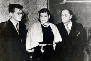 Komponist Dmitri Dmitrievich Shostakovich, sangerinde Maria Maksakova og forfatter Alexei Nikolaevich Tolstoy af Russian Photographer