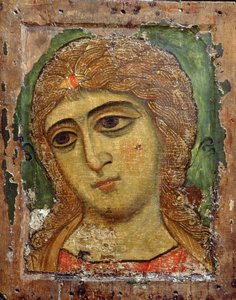 Ærkeenglen Gabriel (engel med gyldent hår) russisk ikon, 1100-tallet (ægtempera på panel)