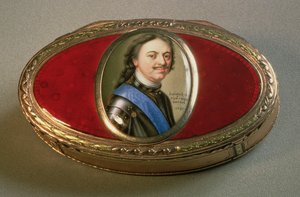 Snusdåse med portrætminiature af Peter den Store, 1727 (guld) af Russian School