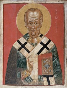 St. Nicholas, Novgorod skole, ca. 1300 (tempera på gesso) af Russian School