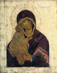 The Virgin of the Don Dobbeltsidet ikon, c1390. af Russian icon.