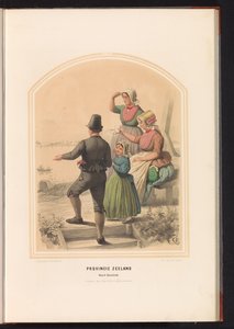 Traditionelt dragt af Noord-Beveland i Zeeland, 1857 Zeeland provinsen. Noord Beveland / XVII (titel på objekt) af Ruurt de Vries