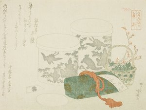 Et par æsker, en brevkasse og blommeblomster af Ryuryukyo Shinsai