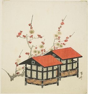 Fuglehuse og blommegren af Ryuryukyo Shinsai