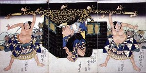 En scene fra 4. akt af et kabuki-skuespil, 
