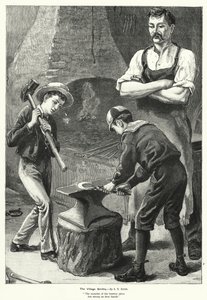 The Village Smithy (gravering) af S.T. (after) Dadd