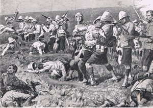 Majuba Hill, 27. februar 1881 (1. Boer War), illustration fra britiske slag på land og hav, 1915