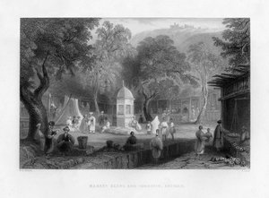 En markedsscene og et springvand i Antiochia, Tyrkiet, 1841.
