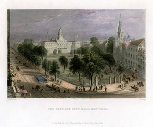Parken og rådhuset, New York, USA, 1838.