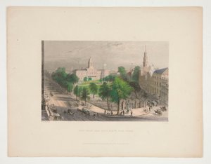 The Park and City Hall, New York, illustration til Nathaniel Parker Willis