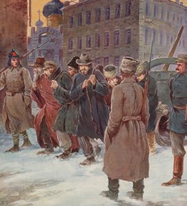 Sovjetisk tvangsarbejde arbejder på gaden (farve litho) af S. Sarmat