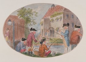 Udsigt over lystfiskere overfor Sadler