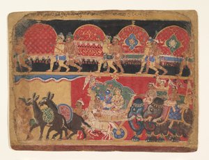 Krishna og Kshatriya-pigerne fortsætter til Dwarka..., Ka. 1520-30. af Sa Nana