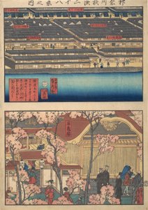 To udsigter: Waterfront ved Kaigan-cho, 3-chome og 4-chome, og indgangen til t..., 4. måned, 1860.