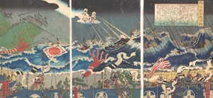 Krigerscene, 1800-tallet. af Sadahide Utagawa
