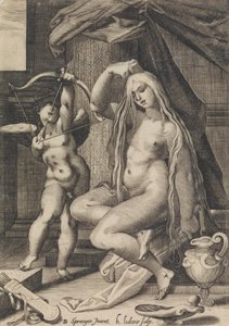 Venus og Amor, 1571-1650. af Sadeler