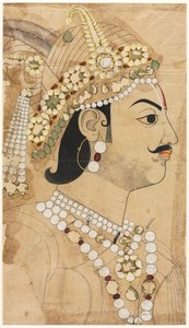 Portræt af Maharaja Pratap Singh 1764-1803, ca. 1793. af Sahib Ram