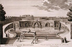 Stort springvand i prinsen af Schwarzenbergs have, Wien, graveret af Georg-Daniel Heumann (1691-1759), udgivet ca. 1724-37 (stik) (se også 170853)