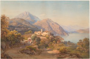 En sommeraften ved Lago Maggiore af Salomon Corrodi