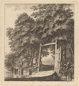 En rustik port ved siden af en sø, 1764.
