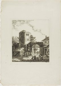 Procession gennem en rustik port af Salomon Gessner