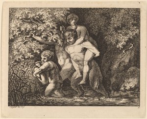 Satyr, der bærer en nymfe af Salomon Gessner