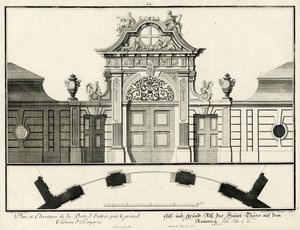 Grundplan og opstalt af hovedporten til den nedre borg på Rennweg af Salomon Kleiner