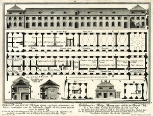 Grundplaner og opstalter af vintermenageriet og porthusene af Salomon Kleiner