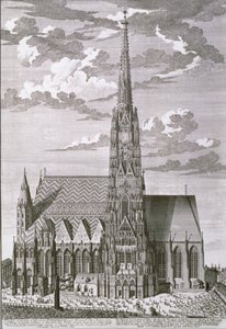 Stephan-katedralen i Wien, graveret af George-Daniel Heumann (1691-1759)