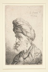 Buste af mand med turban af Salomon Koninck